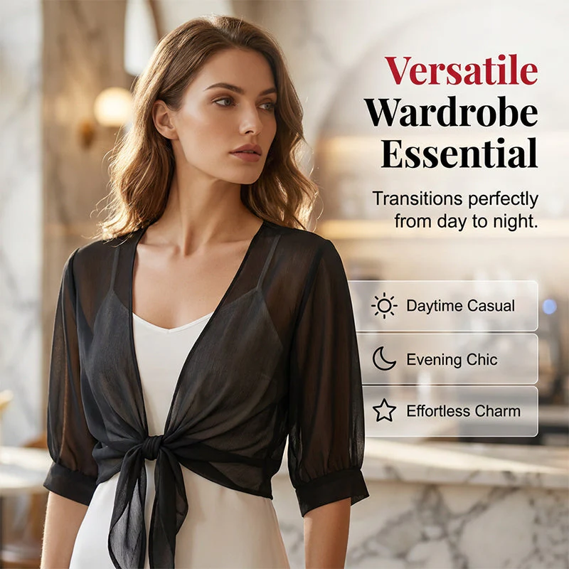 Brielle – Durchscheinendes Chiffon-Top mit Bindeband für den Sommer - Image 4