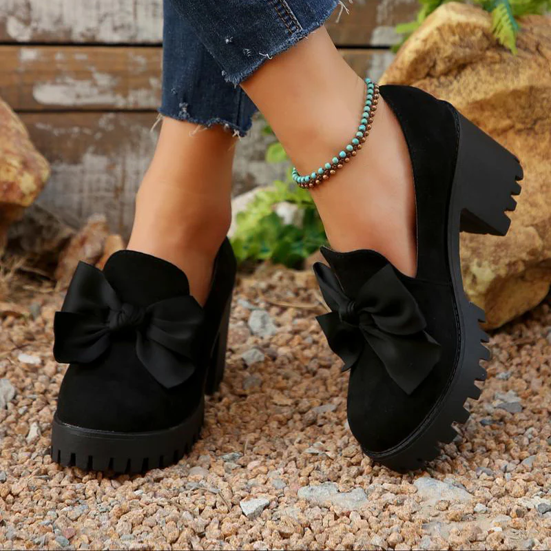 Carolyn – Damen-Loafers mit Schleife und Blockabsatz