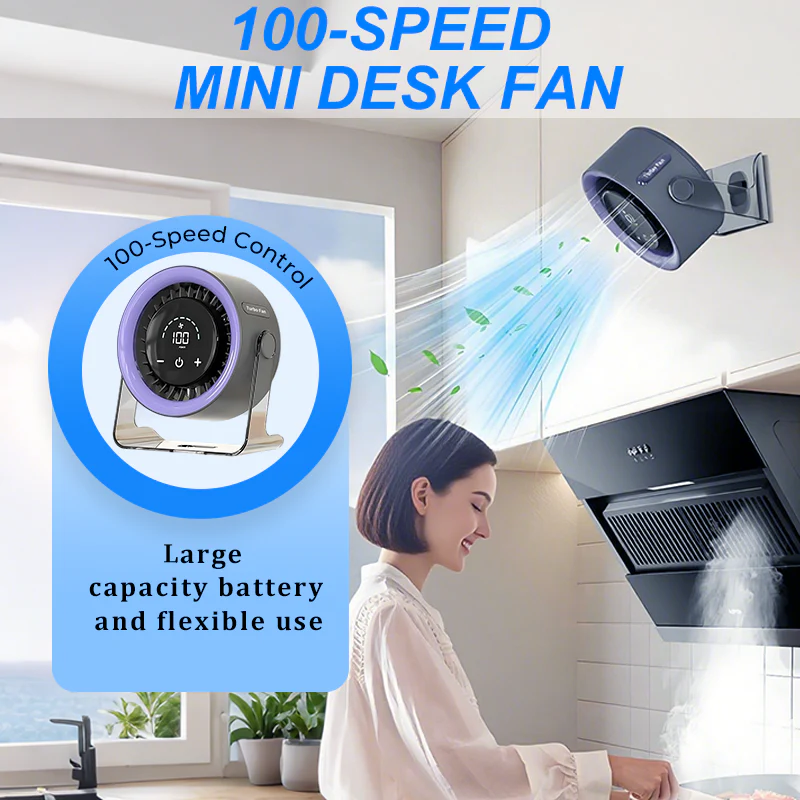 CoolFlex™ 100-Gang Mini-Tischventilator mit Digitalanzeige