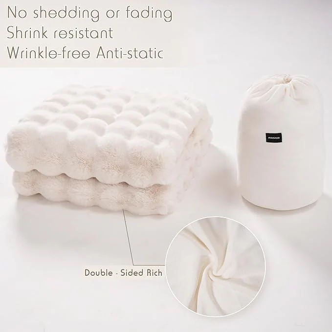 CosyLuxe – Kuscheldecke aus dickem Kaninchenplüsch & Milchsamt (inkl. 2 Kissenbezüge) - Image 6