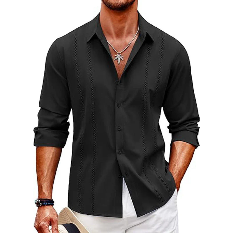 Emil — Men's Long Sleeve Shirt with Elegant Collar - Image 12