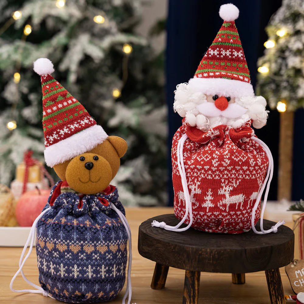 FestiveJoy – Gestrickte Weihnachtsgeschenkbeutel mit Puppe | 1+1 GRATIS - Image 5