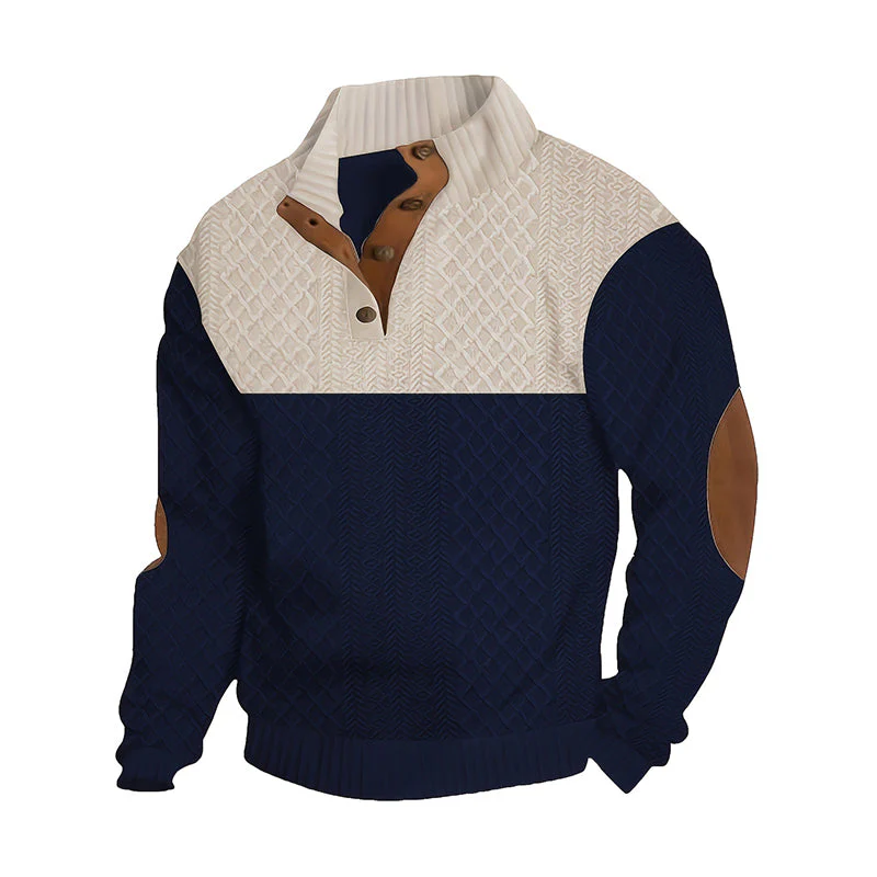 Heiss – Herrenpullover mit Knopfleiste und Farbblockdesign - Image 17