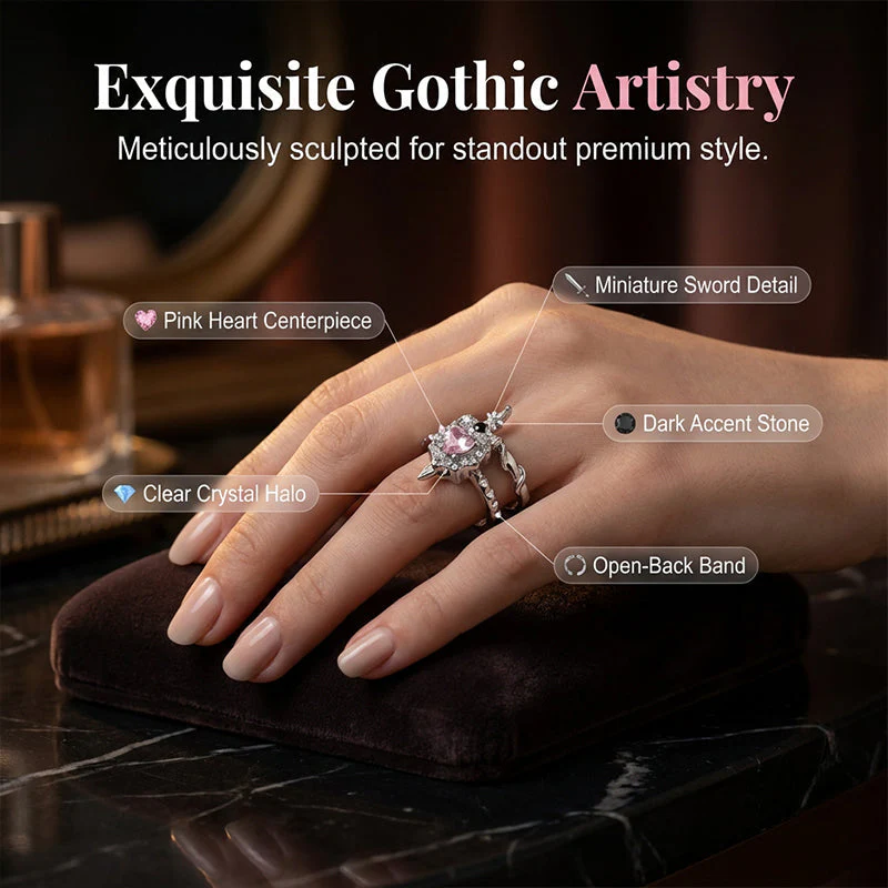 Jina — Gothic Herzring | 1+1 GRATIS - Image 10