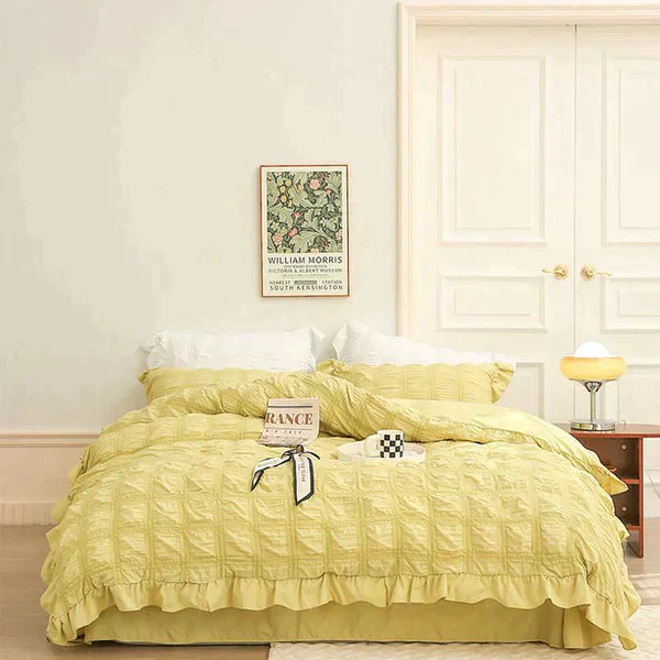 LaceBreeze™ 200 x 230 cm - 4-teiliges Sommer-Bettwäscheset aus Eiskühlendem Seersucker