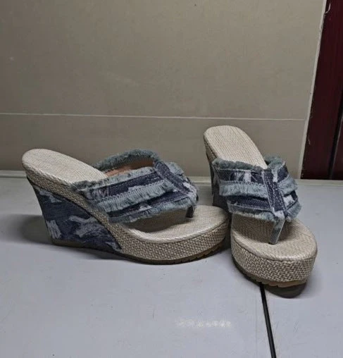 Lana – Atmungsaktive Denim Plateau-Sandalen mit 10 cm Absatz