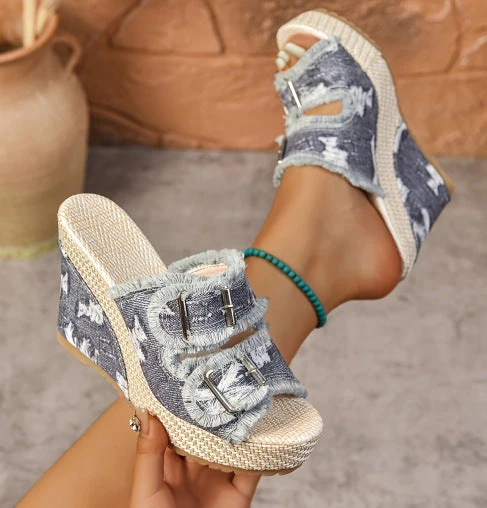 Lana – Atmungsaktive Denim Plateau-Sandalen mit 10 cm Absatz - Image 10