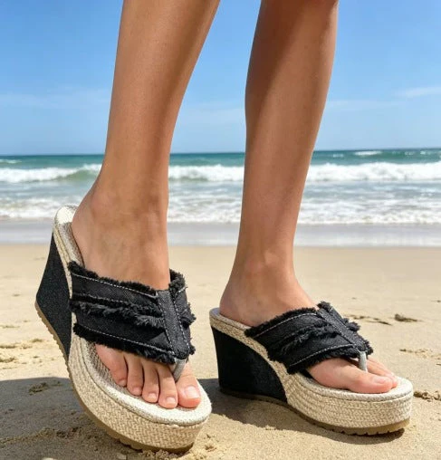 Lana – Atmungsaktive Denim Plateau-Sandalen mit 10 cm Absatz - Image 11