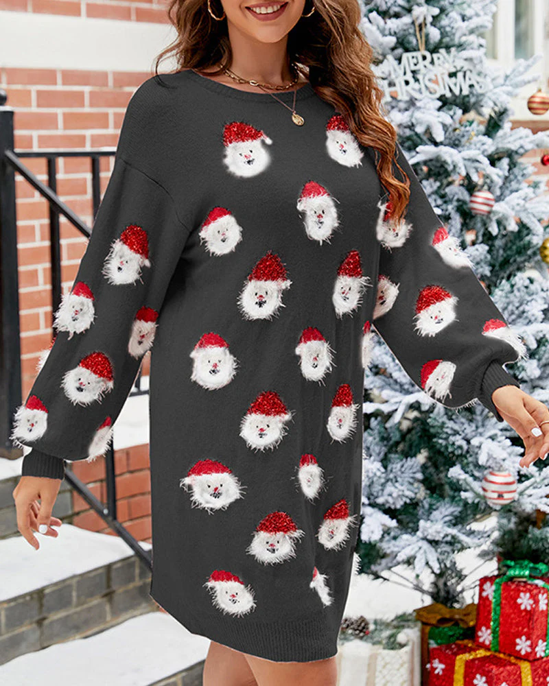 Lässiges Pulloverkleid mit Weihnachtsmann-Print | 50% RABATT - Image 2