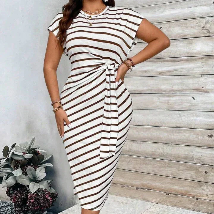 Leoparden-gestreiftes Maxikleid mit Farbblock und verstellbarer Taille - Image 11
