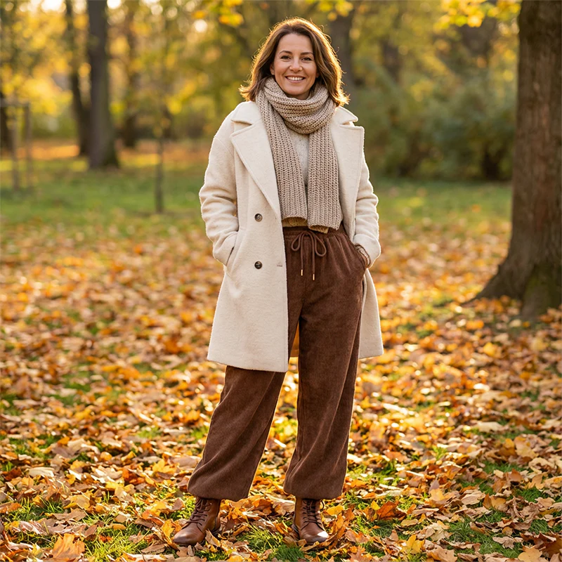 Mila — Cordhose mit weitem Bein und verstellbarem Bund - Image 13
