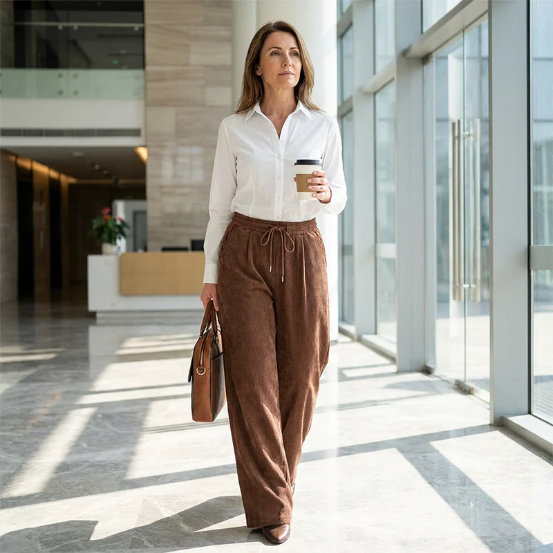 Mila — Cordhose mit weitem Bein und verstellbarem Bund - Image 8
