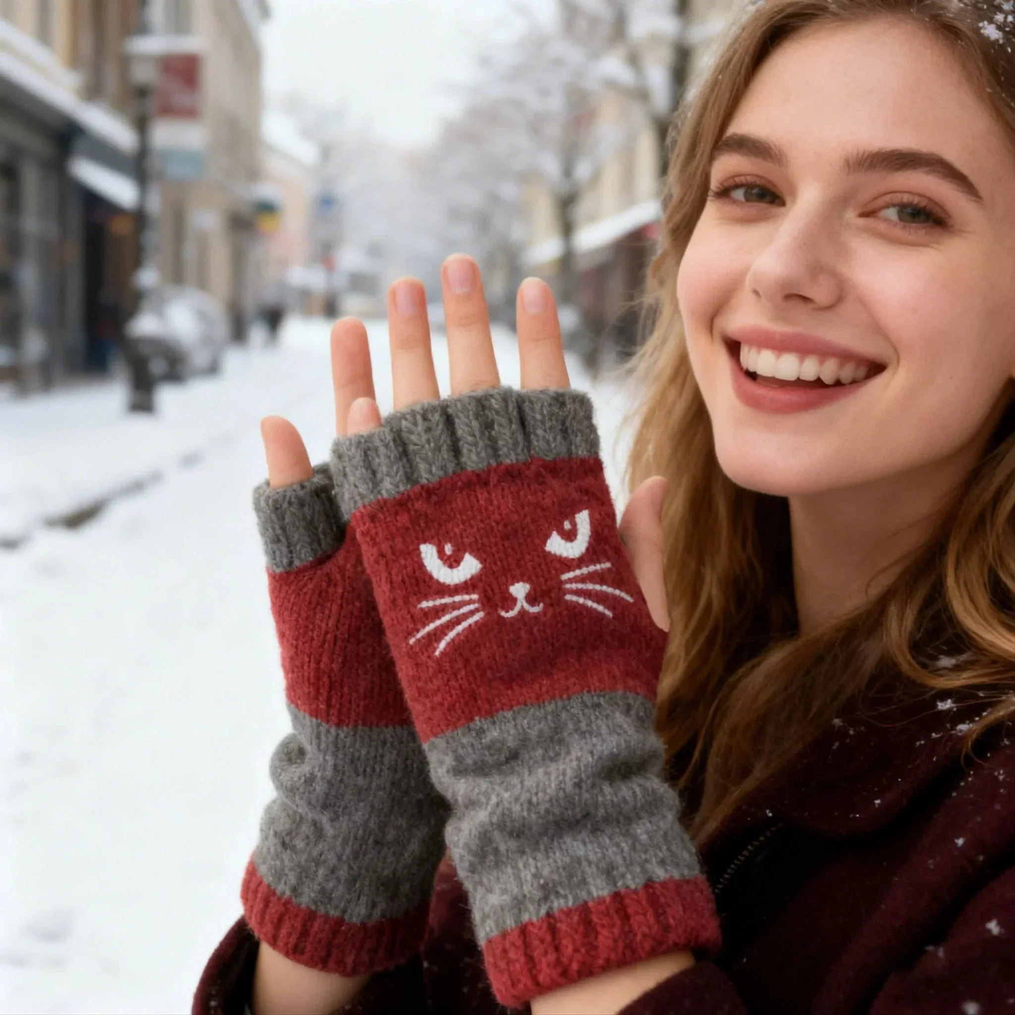 Olivia – Katzenstickerei Fingerhandschuhe | 1+1 GRATIS - Image 3