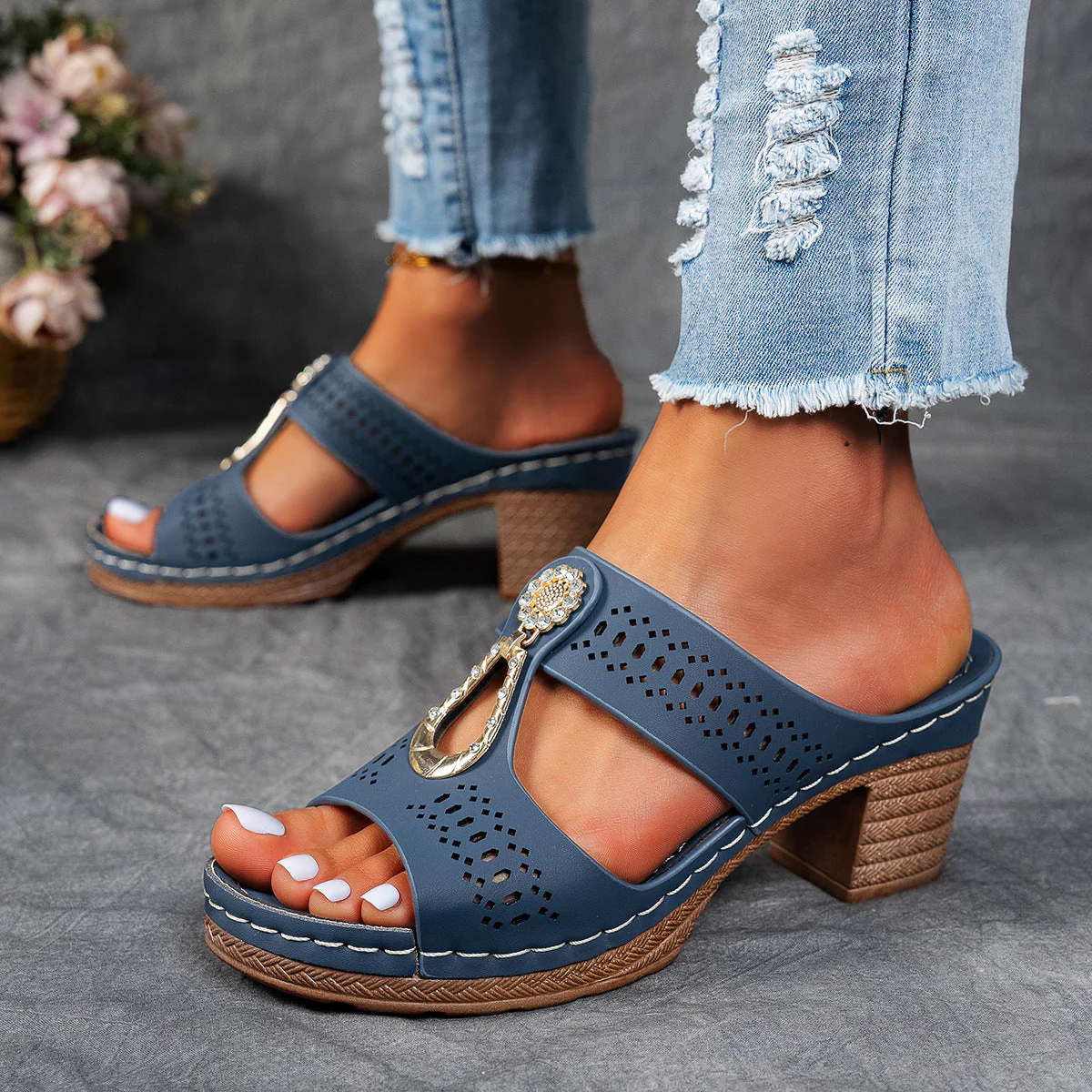 GlamoStep™ – Orthopädische Sandalen mit strassbesetztem Absatz für glamourösen Komfort den ganzen Tag - Image 5
