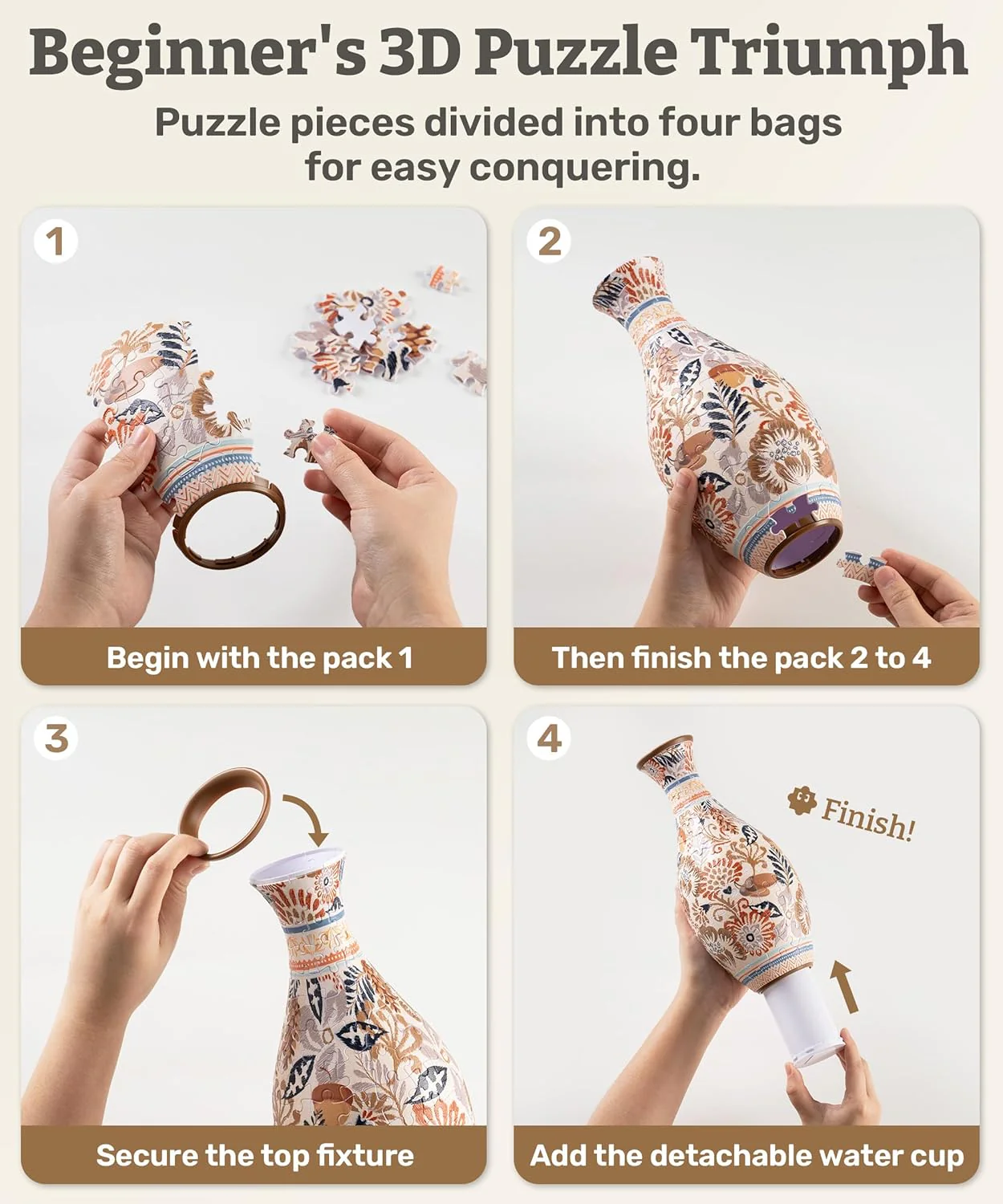 PuzzleBloom – 3D Puzzle-Vase mit Wasserbecher | 50 % RABATT - Image 8