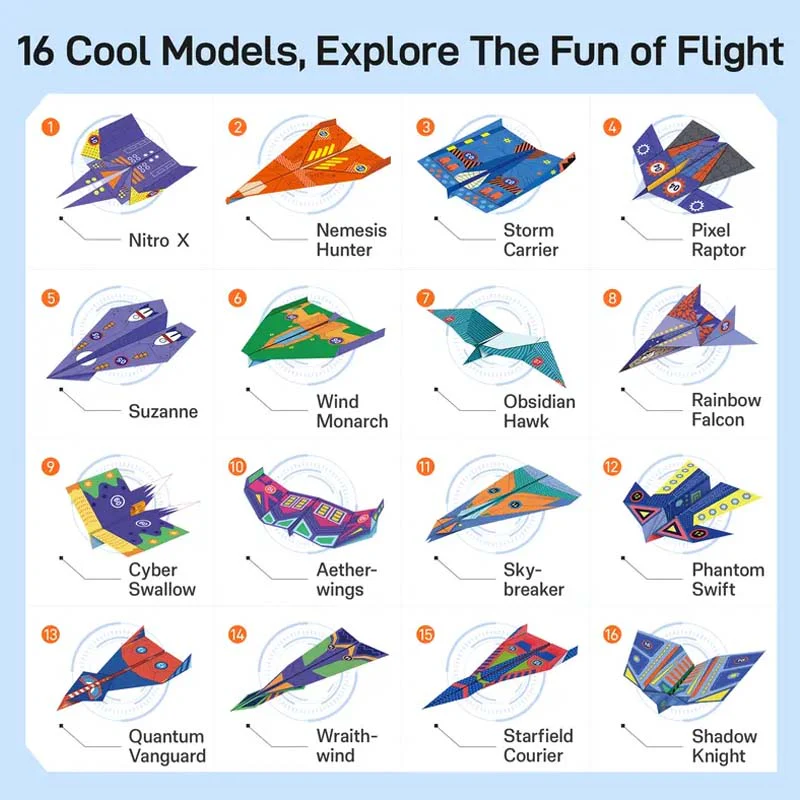 SkyCraft – Kreatives DIY Papierflugzeug-Set (16 Modelle) - Image 7