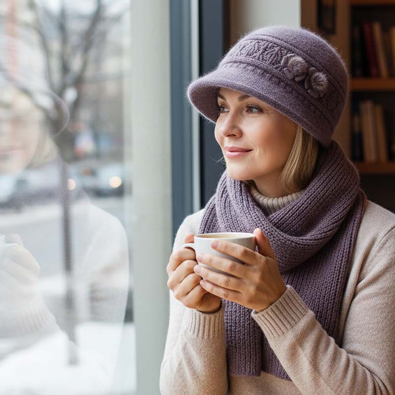 Sophia – Damen-Plüsch-Wintermütze mit Blumenakzenten - Image 9