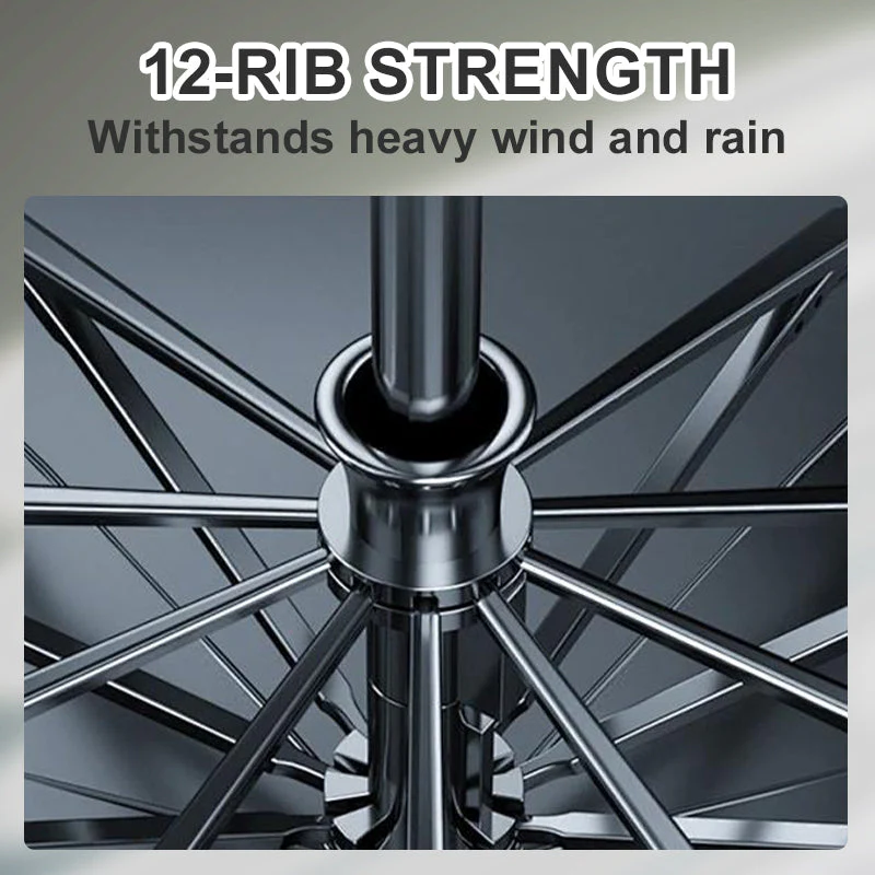 StormShield – 12-Rippen Faltbarer Winddichter Regenschirm - Image 4